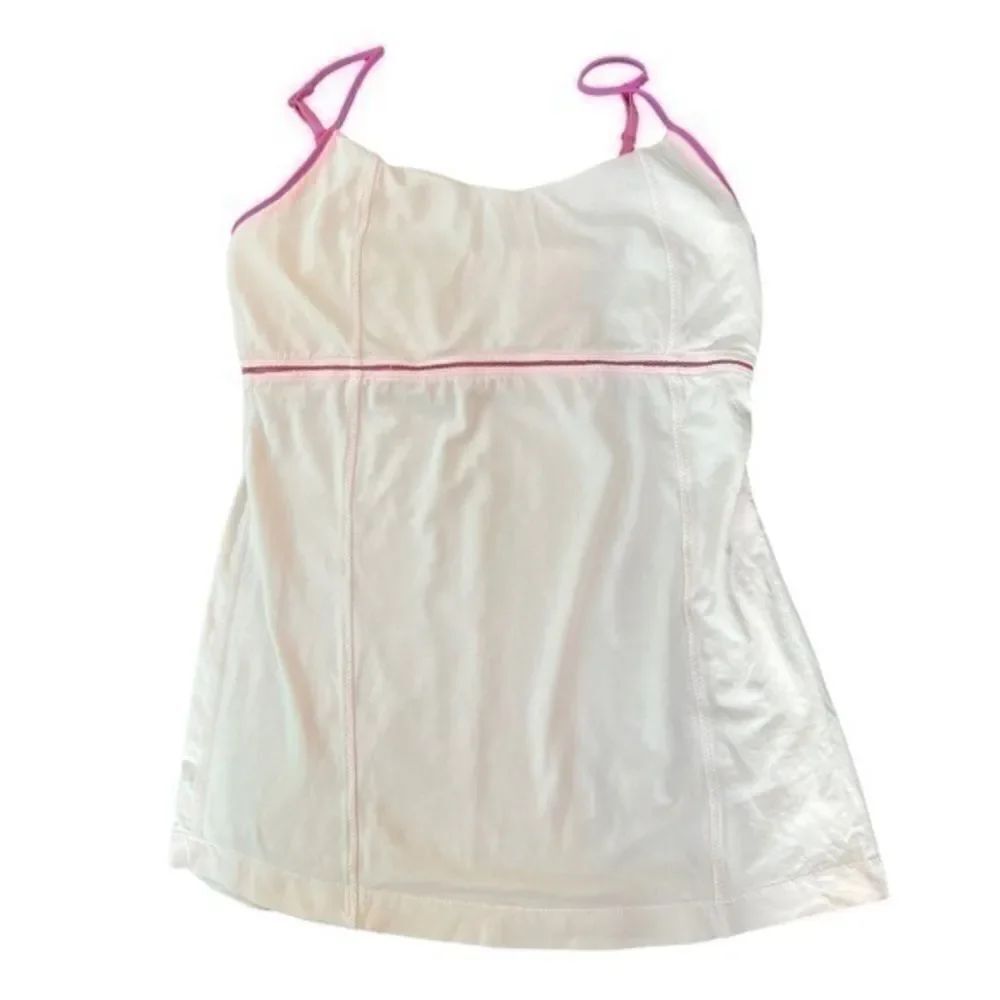 Lululemon light pink bright pink trim Athletic Tank Top Size 6